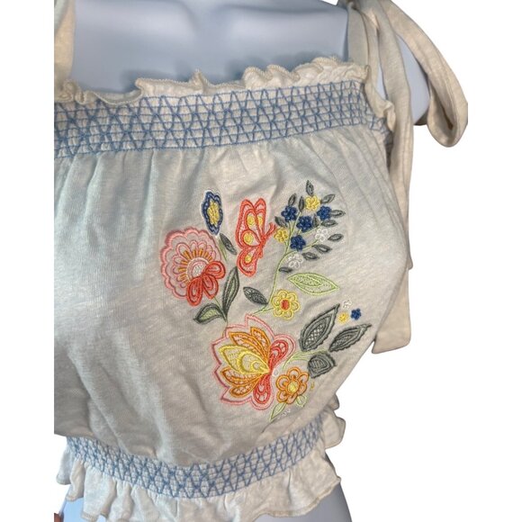 Chaser Lirhetta Floral Bouquet White Embroidery Crop Top S NEW - Picture 5 of 6